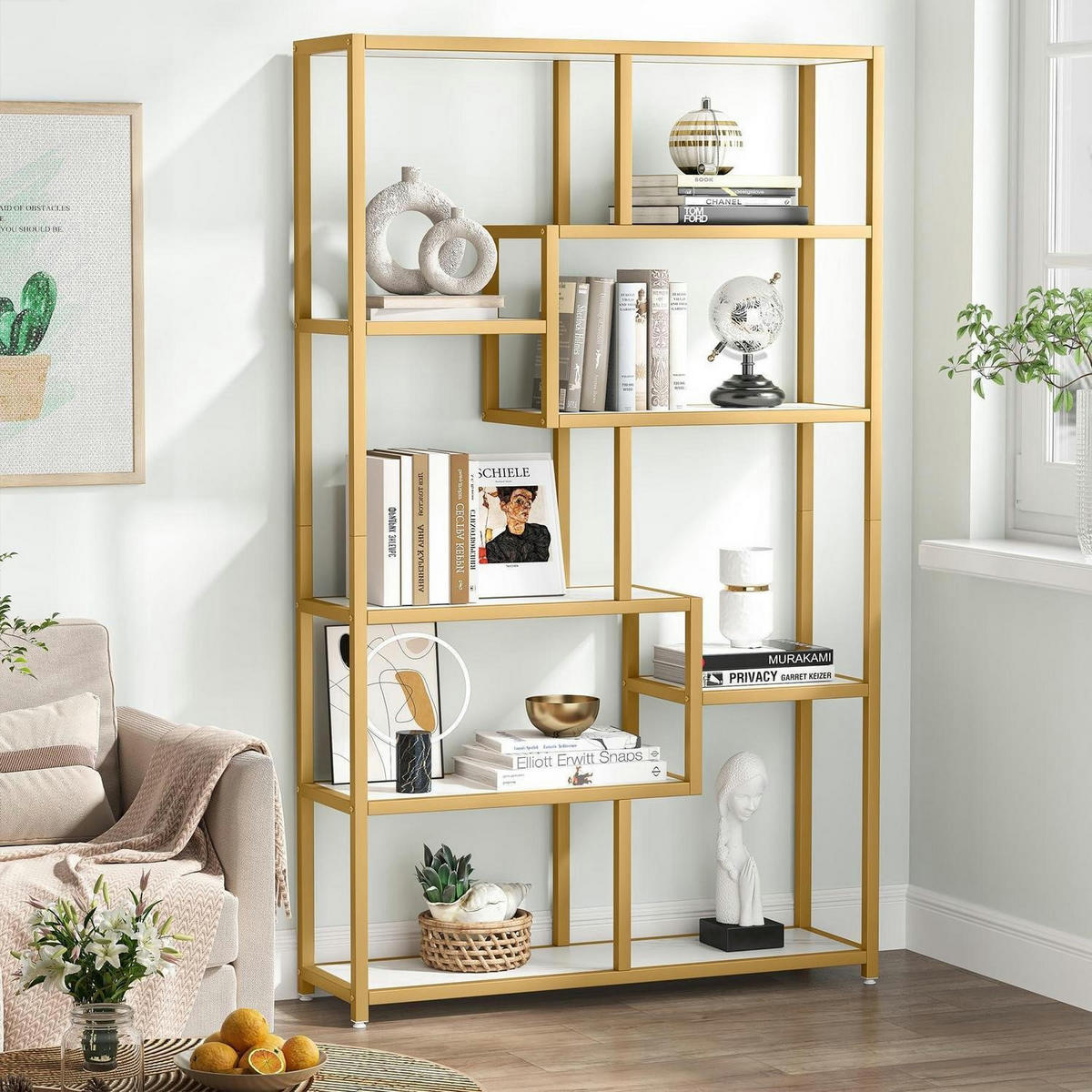 BÜCHERREGAL 180 cm Gold Weiß - Goldfarben, Metall (30/180/100cm)