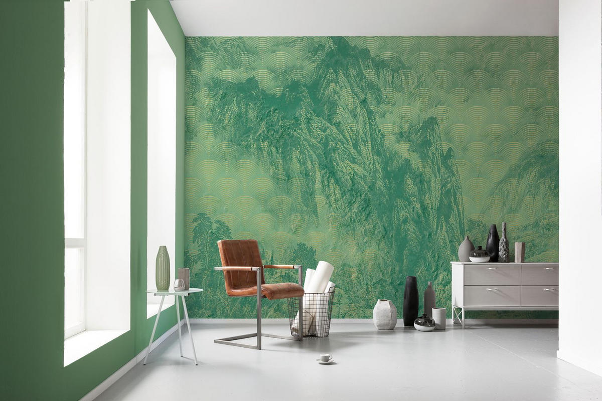 FOTOTAPETE Berglandschaft 400 x 280 cm - Grün, Papier (400/280cm) - Sanders & Sanders
