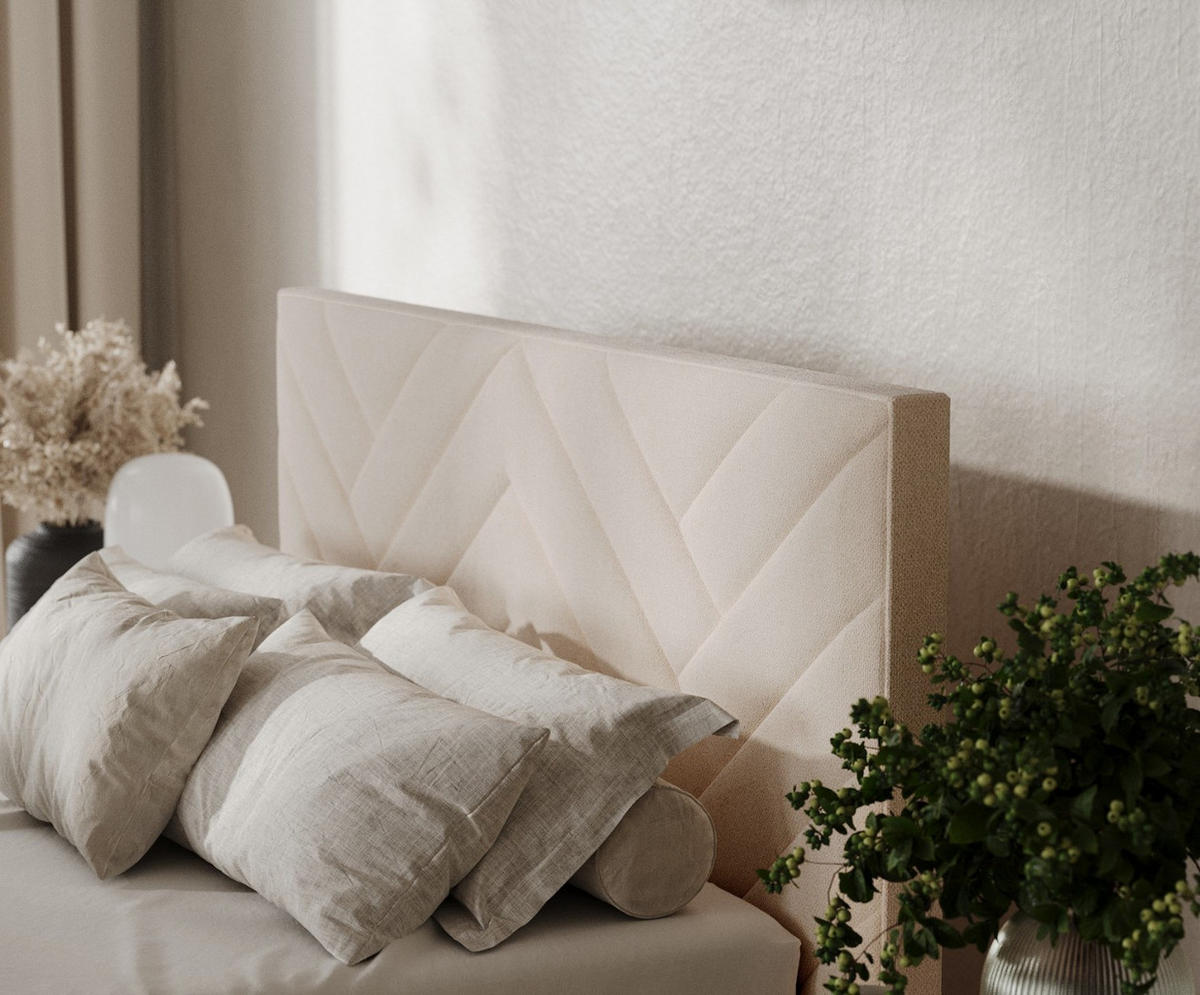 POLSTERBETT Arco 160/200 cm Creme im Asti Stoff - Creme/Schwarz, Holz/Holzwerkstoff (160/200cm) - AltaBeds