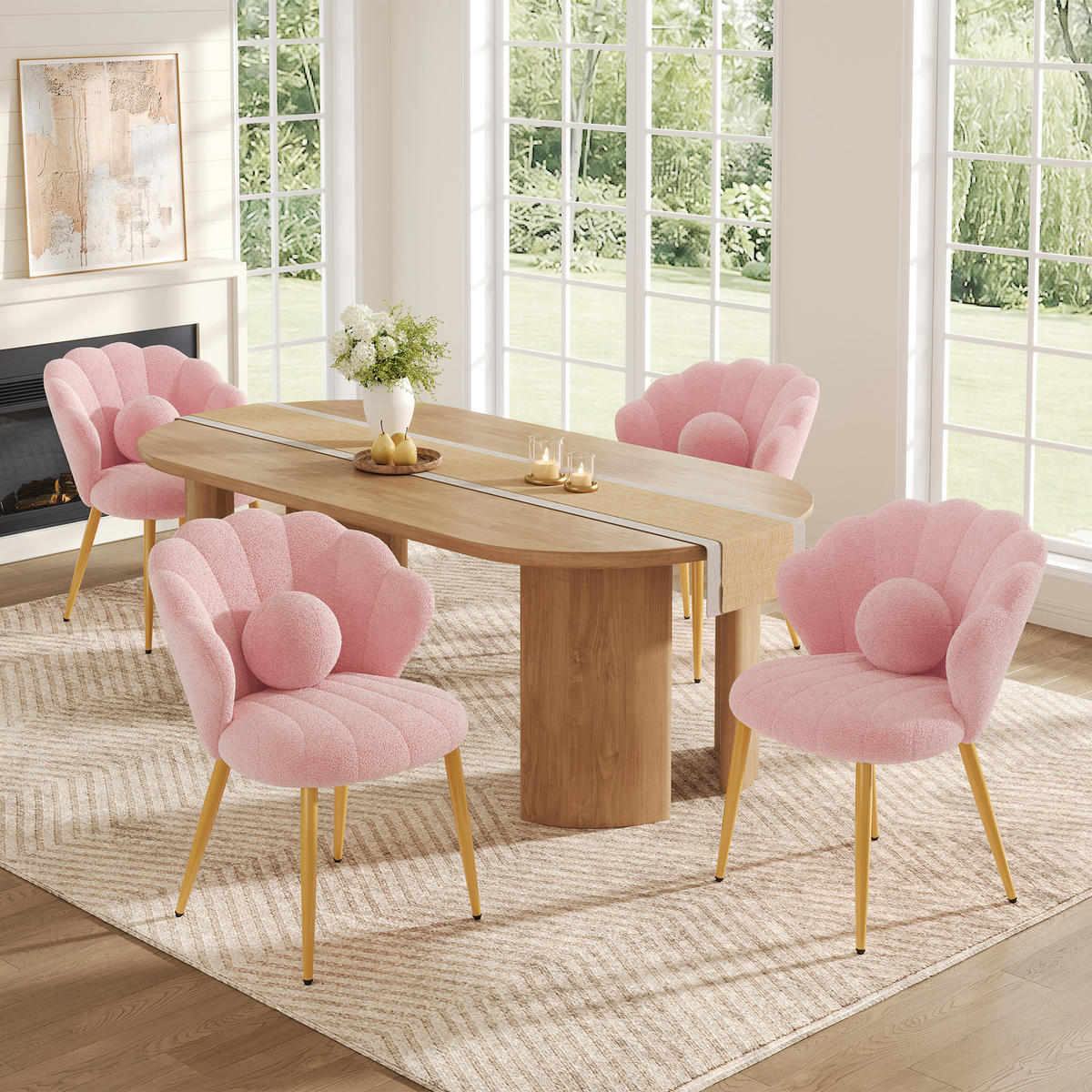 STUHL-SET 4 Stück Muschel-Design, DE-42124, Rosa - Pink, Holzwerkstoff (62.5/83/60cm) - ComfortXL