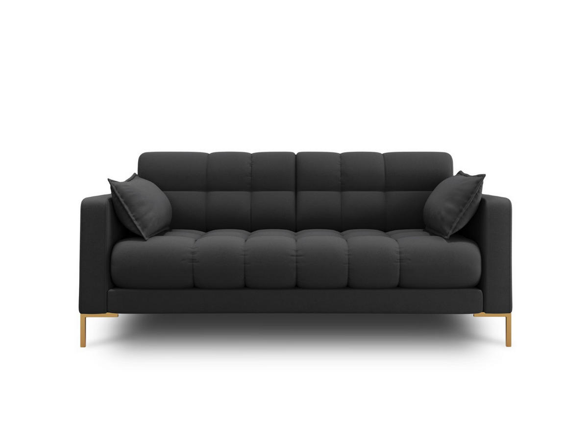 SOFA Mamaia aus strukturiertem Stoff dunkelgrau 2 Sitzplätze - Dunkelgrau, Textil (92/75/152cm) - Micadoni