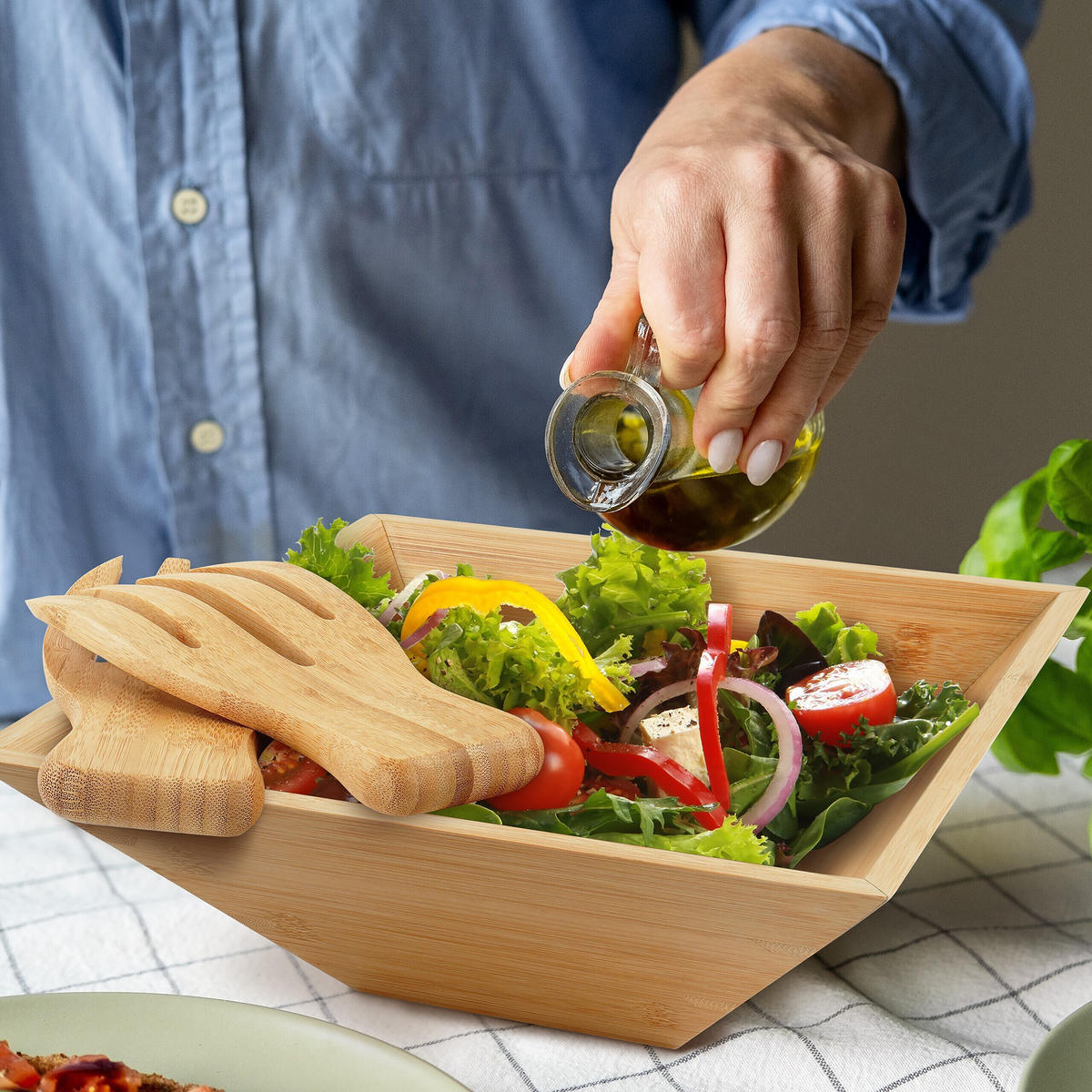 MISKA na šalát - svetlohnedá, drevo - Relaxdays