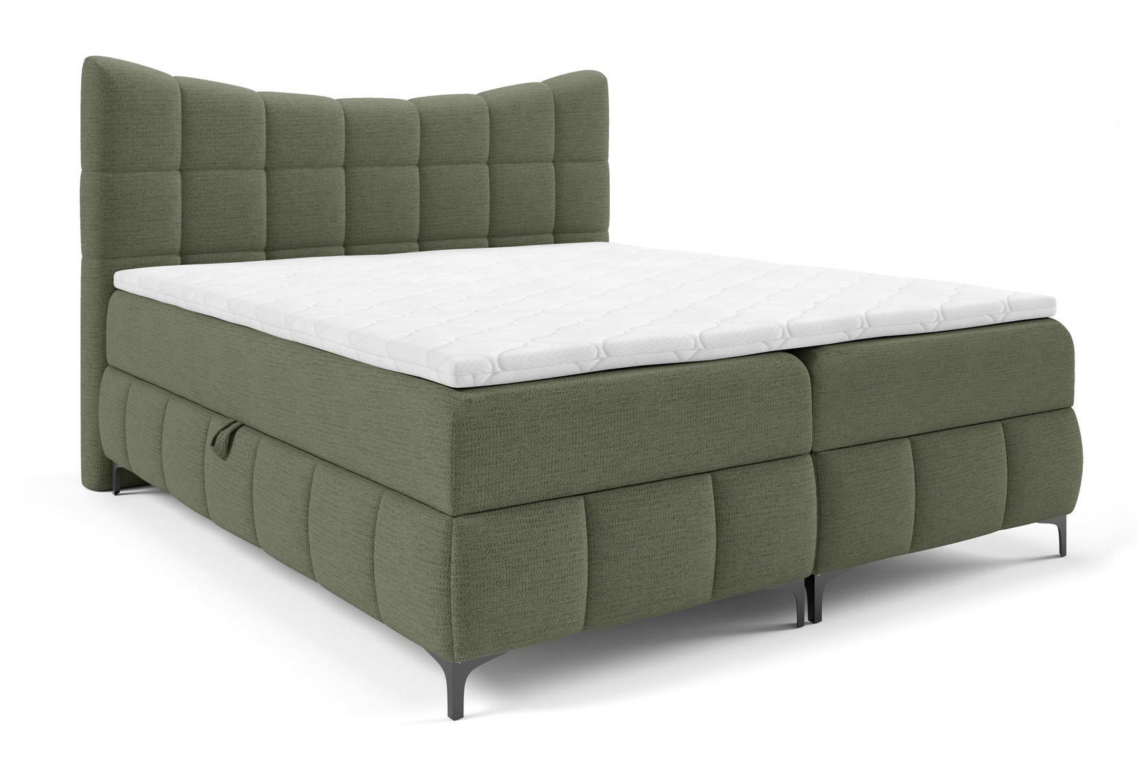 BOXSPRINGBETT 180x200 Almera, Chenille, Bettkasten, Matratze, Grün - Grün, Holz/Textil (180/200cm) - Emporius
