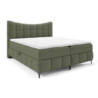 BOXSPRINGBETT 200x200 Almera, Chenille, Bettkasten, Matratze, Grün - Grün, Holz/Textil (200/200cm) - Emporius