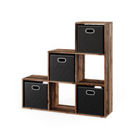 TREPPENREGAL Antikholz 107.2 x 107.8 cm mit 4 Faltboxen - Alteiche, Holzwerkstoff (107.2/107.8/29cm) - Vicco