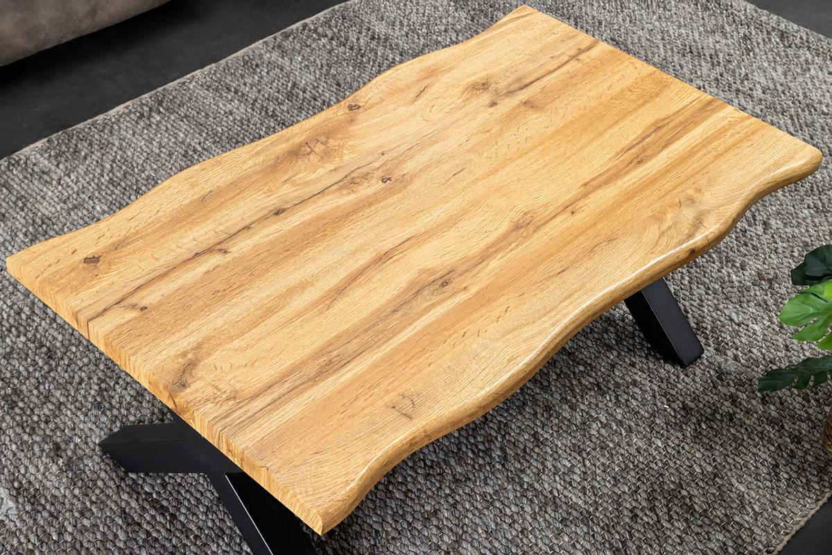 COUCHTISCH WILD Wildeiche rechteckig Braun|Schwarz 90cm - Schwarz/Braun, Holz/Metall (60/90/39cm) - riess-ambiente