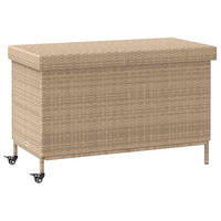 GARTENTRUHE Mit Rollen Beige 110/55/73 Cm Poly Rattan - Beige, Kunststoff (55/73/110cm) - vidaXL