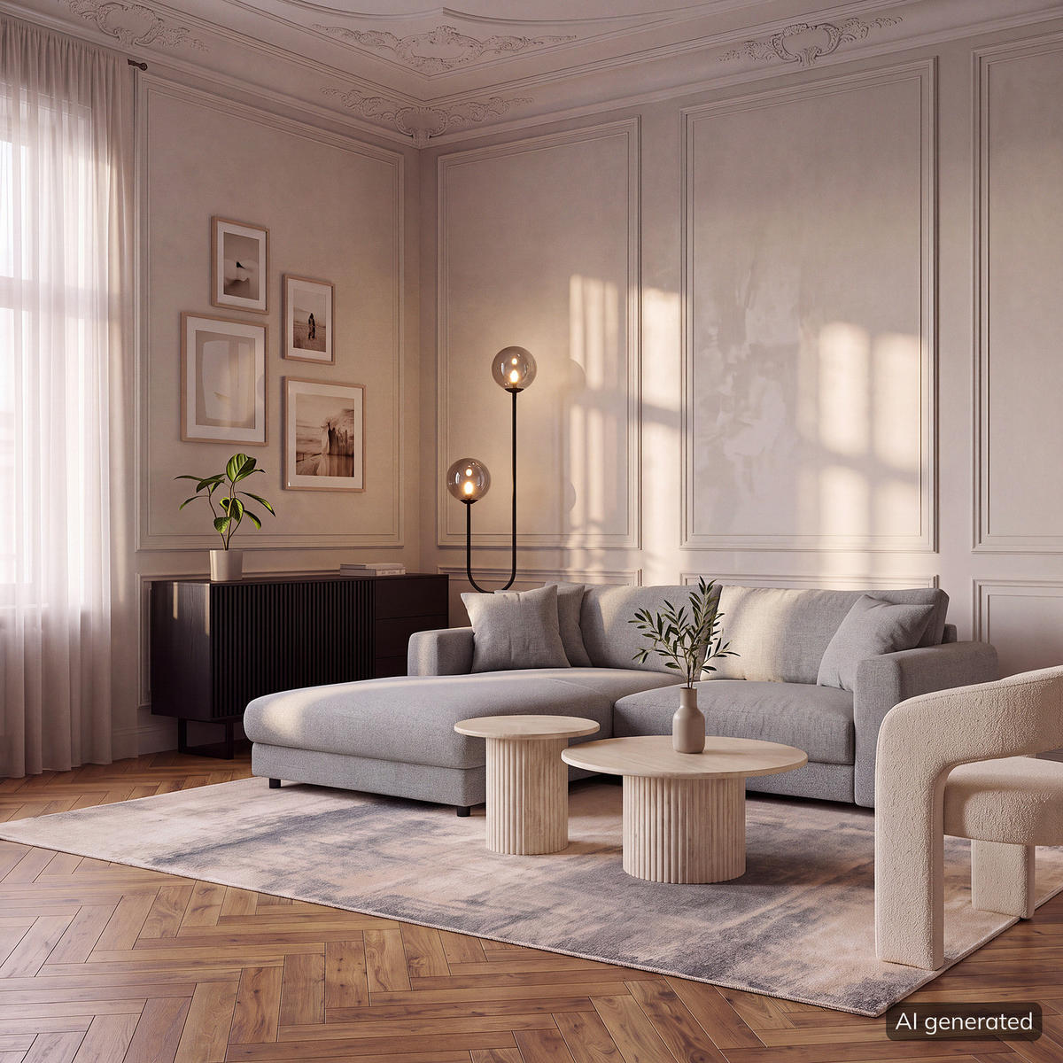ECKSOFA mit Longchair - Hellgrau/Schwarz, Holz/Kunststoff (238/183cm) - home24