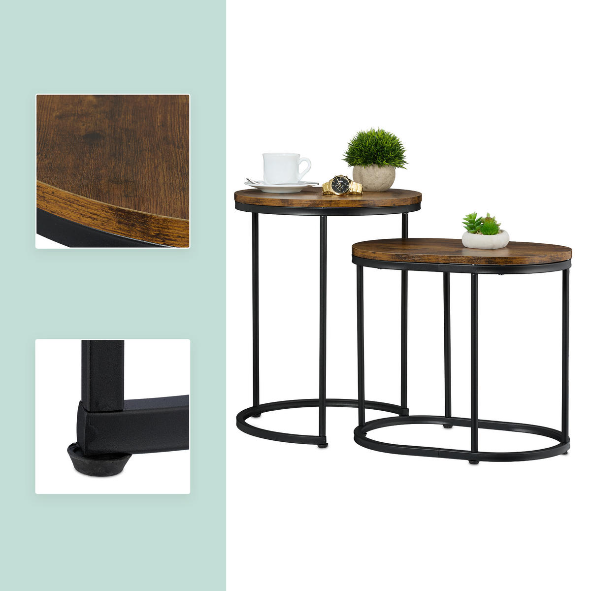 SATZTISCH-SET 2-tlg. - Multicolor, Holzwerkstoff/Kunststoff (40/40/51cm) - Relaxdays