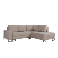 ECKSOFA mit Schlaffunktion Rechts Beige Chenille - 245x200 cm - Trevi - Beige/Schwarz, Holz/Holzwerkstoff (245/200cm) - Ravio
