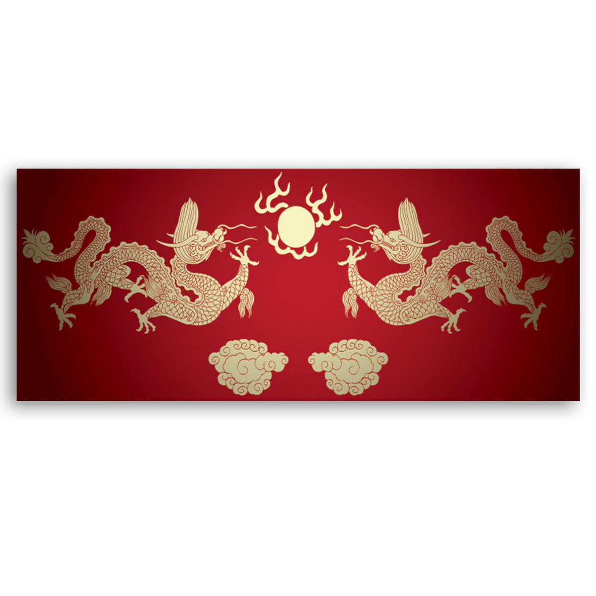 WANDBILD orientalischer drache - Rot, Textil (90/30cm) - Feeby