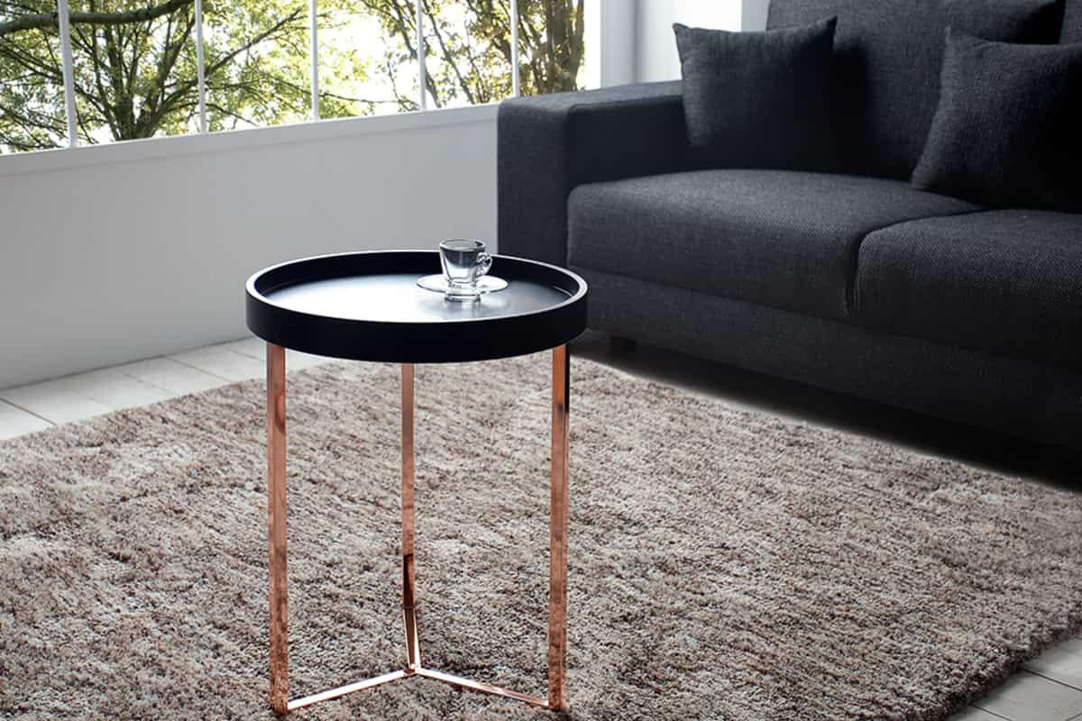 COUCHTISCH MODULAR Schichtholzplatte rund Schwarz 40cm - Schwarz, Holz/Metall (40/40/50cm) - riess-ambiente