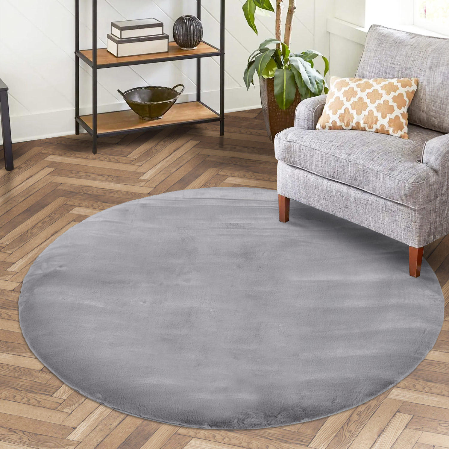 HOCHFLOR-TEPPICH Topia 400 Grau 160 cm Rund - Grau, Textil (160/160cm) - carpet city
