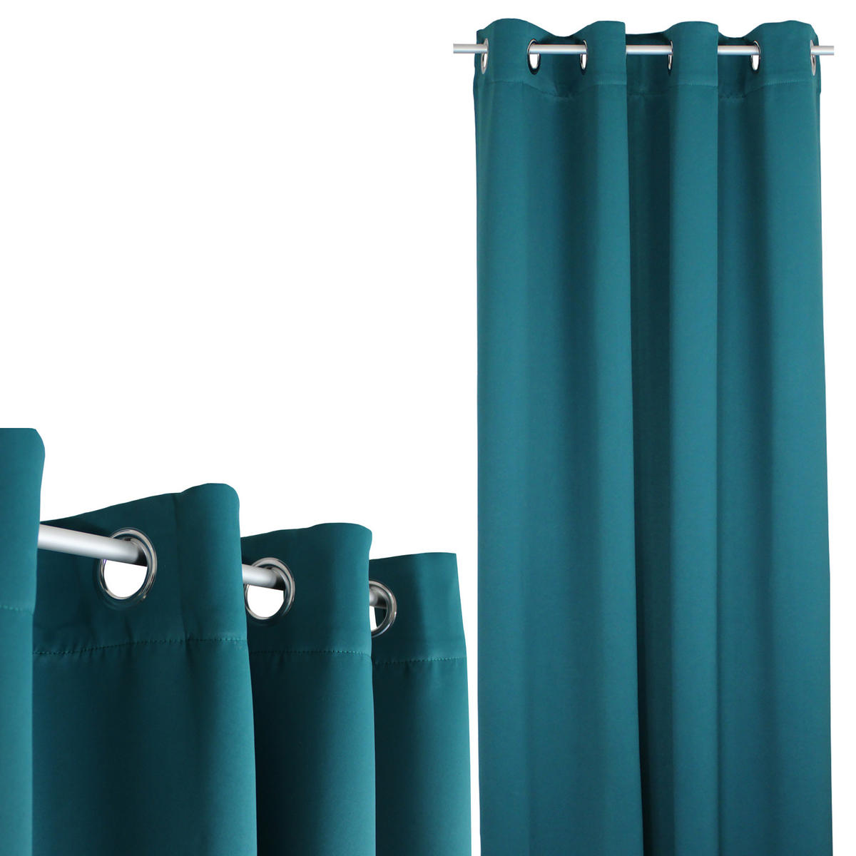 VERDUNKELUNGSVORHANG Ösen 140/145 cm Petrol - Petrol, Textil (140/145cm) - TiborTex