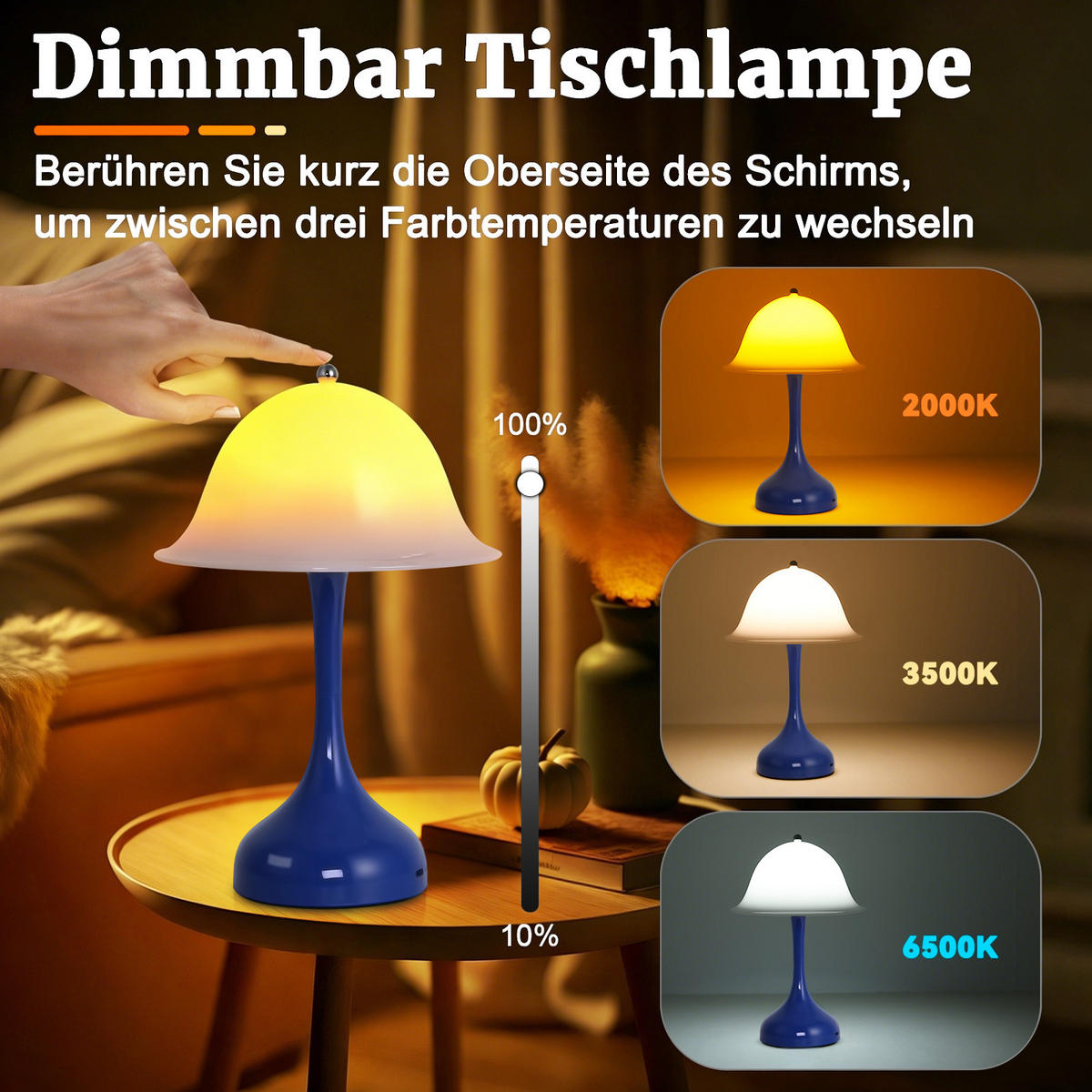 LED-TISCHLEUCHTE BRUNO Ⅲ 25/9/16 cm - Blau, Metall (25/9/16cm) - Nettlife