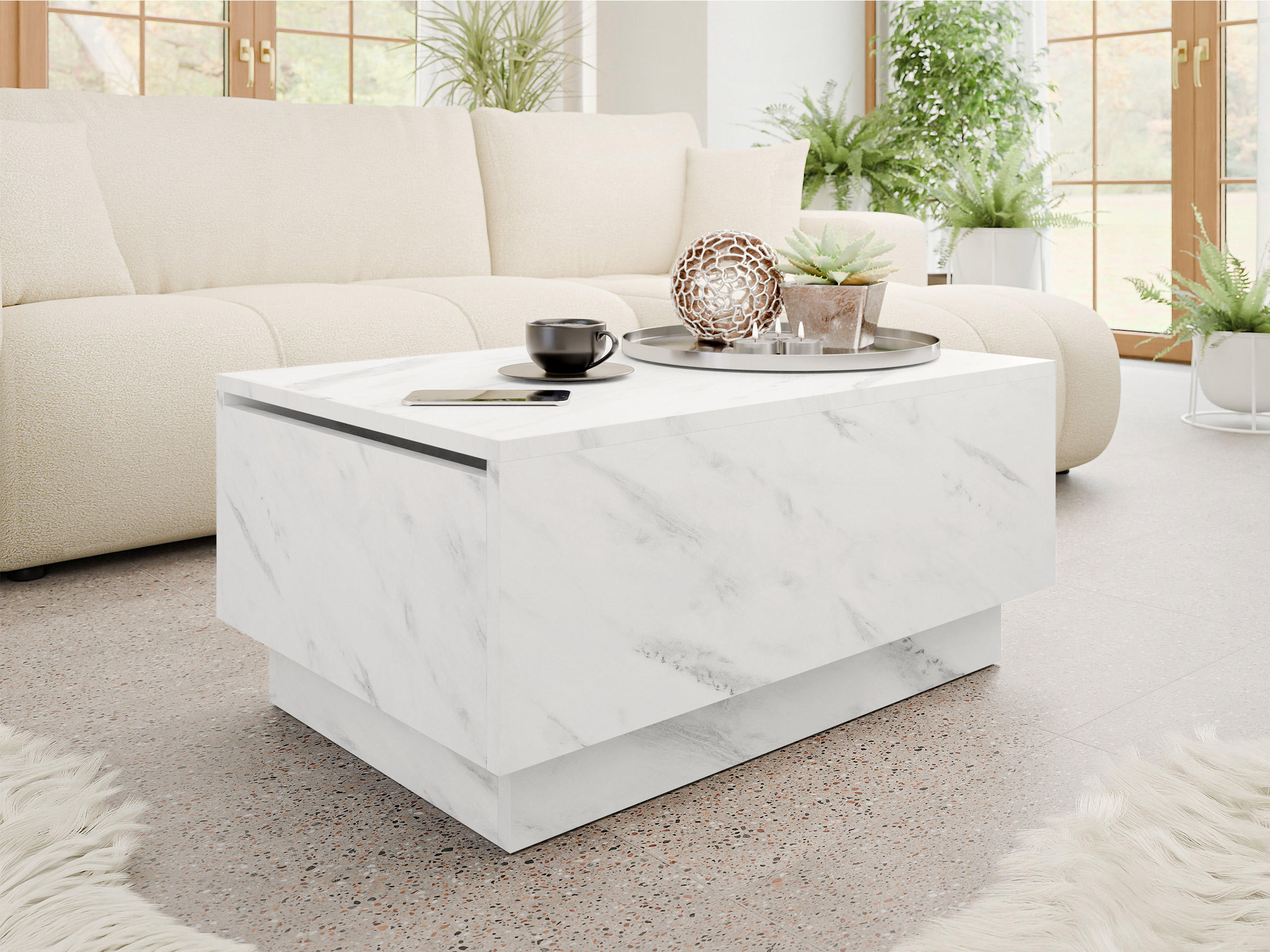 COUCHTISCH Moon 90x60 - Creme, Holzwerkstoff (60/90/40cm) - MIRJAN24