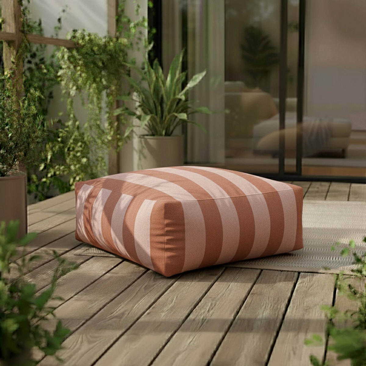 GARTENSOFA mit 4 Sitzplätzen, Terrakotta - Braun, Textil (85/65/255cm) - Oviala