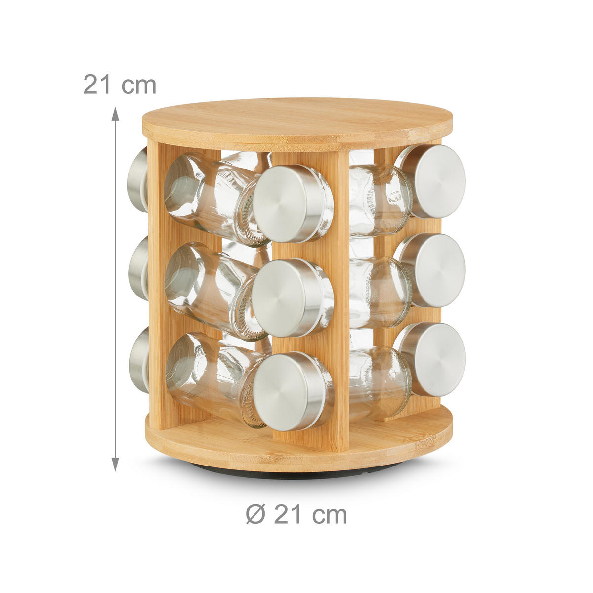 GEWÜRZKARUSSELL - Transparent/Multicolor, Glas/Holz (21/21/21cm) - Relaxdays