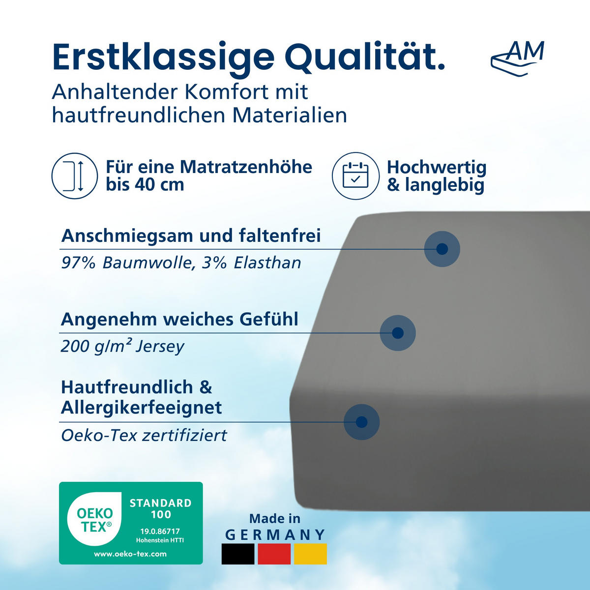 SPANNBETTLAKEN BOXSPRING 80/190/33 cm Anthrazit - Anthrazit, Textil (80/190cm) - AM Qualitätsmatratzen