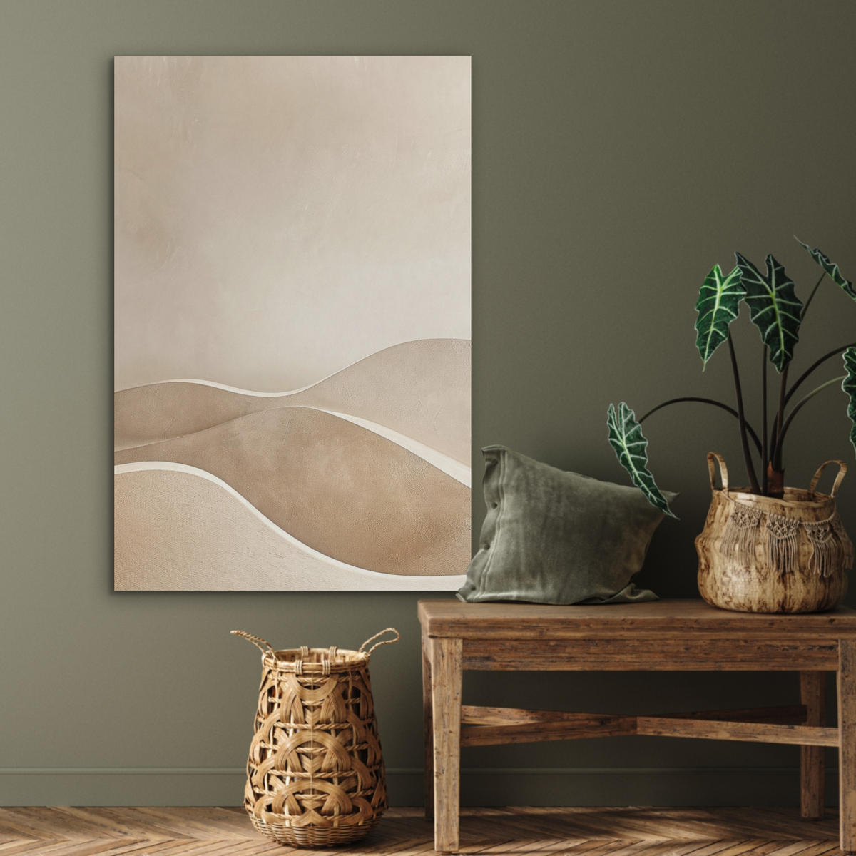 AKUSTIKPANEEL Beige - Natur - Abstrakt - Modern 70x100 cm - Beige, Textil (70/0.9/100cm) - MuchoWow