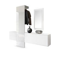 GARDEROBE Carlton Paneel in Weiß Hochglanz - Weiß Hochglanz, Holzwerkstoff (208/193/35cm) - Vladon