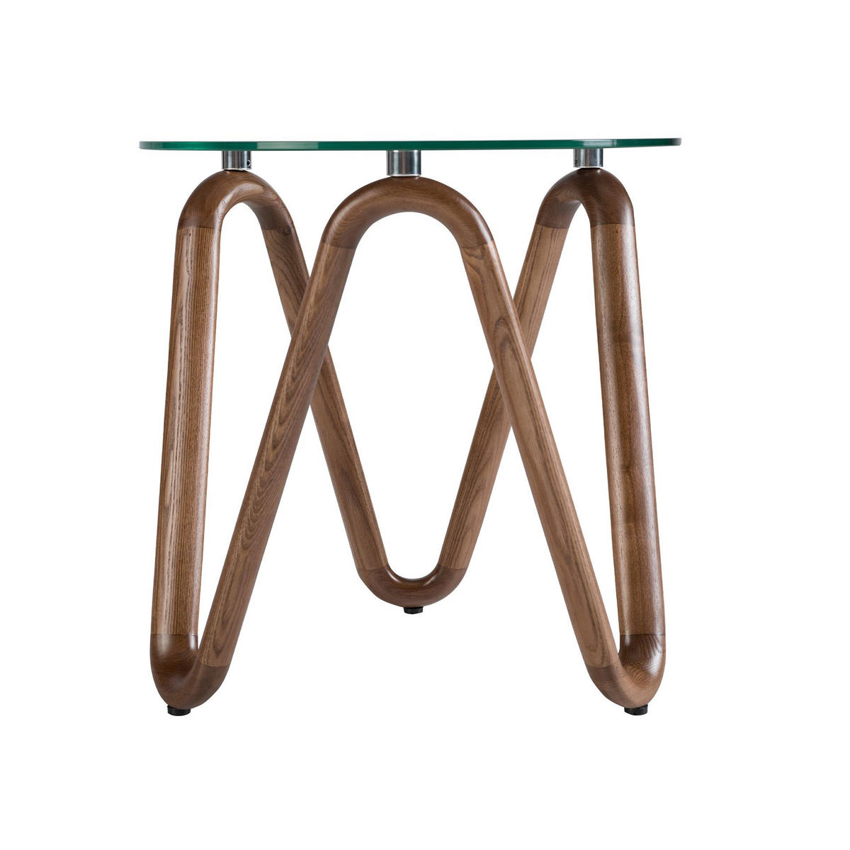 ECKTISCH Rund, Glas, Walnuss 50/ 50/ 51 cm - Transparent/Nussbaumfarben, Glas/Holz (50/50/51cm) - ANGEL CERDA