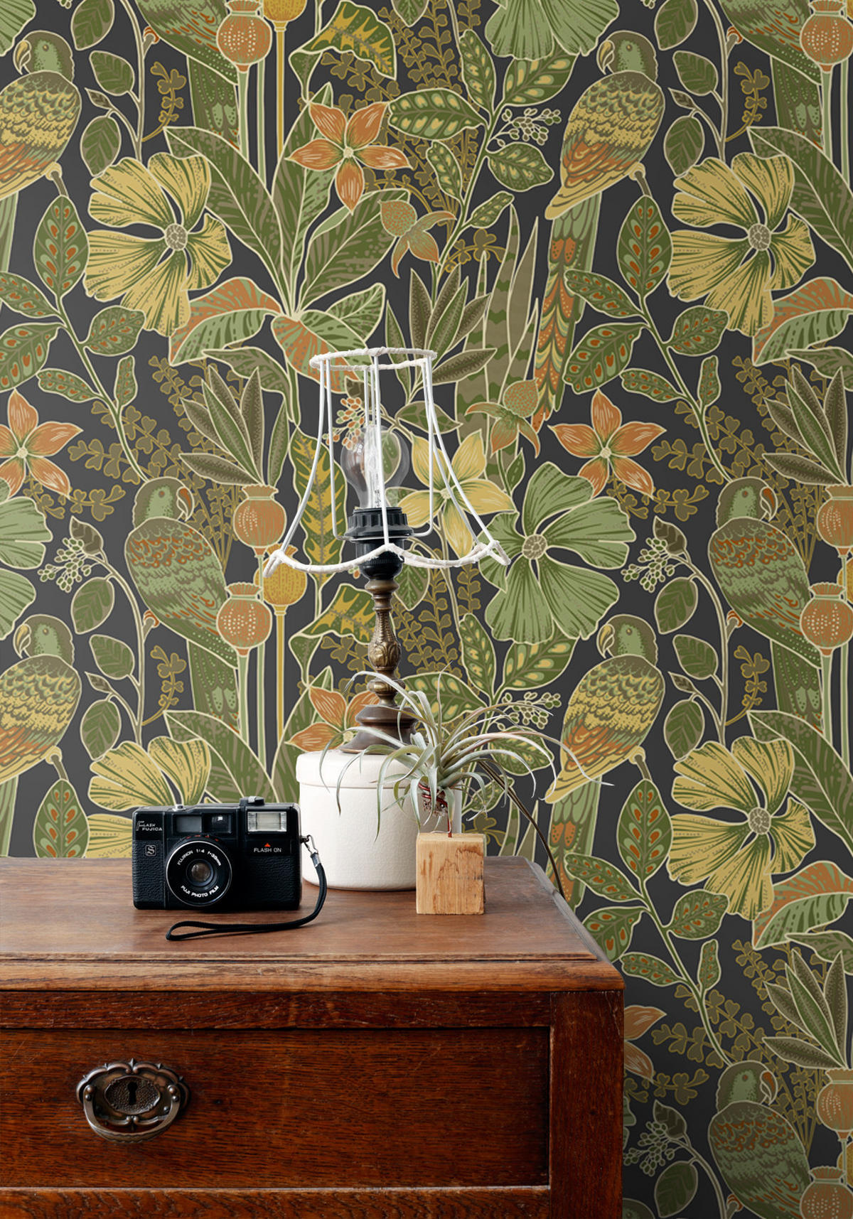 TAPETE tropischen Blumen und Paradiesvögeln 50 x 900 cm - Grün, Papier (50/900cm) - ESTAhome