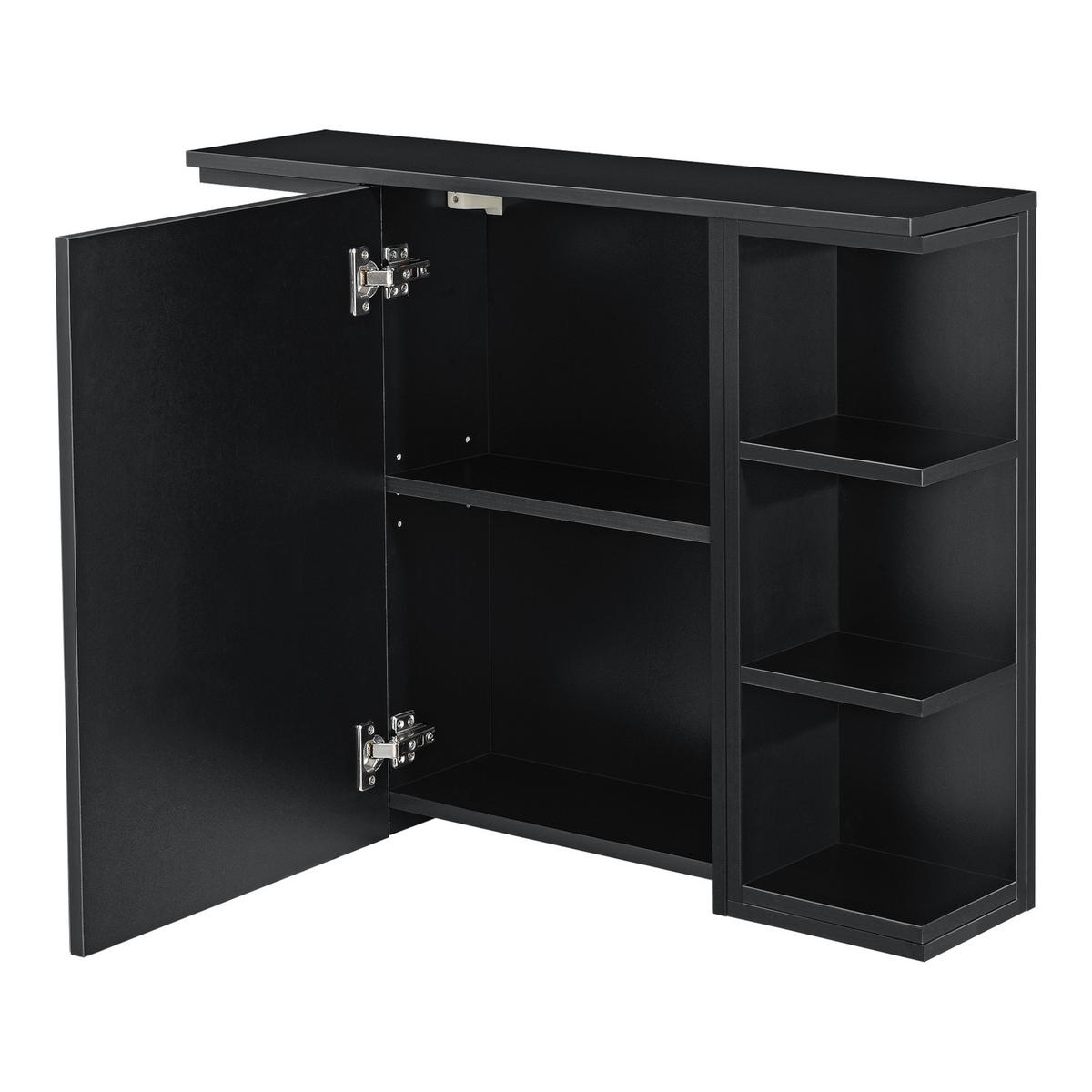 SPIEGELSCHRANK Harstad - Schwarz, Holzwerkstoff (80/64/20cm) - [en.casa]
