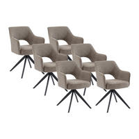 BÜROSTUHL Drehstuhl mit Armlehnen 6er-Set - Stoff & Metall - Taupe - KONYA - Braun, Textil (59/84/58cm) - Vente-Unique