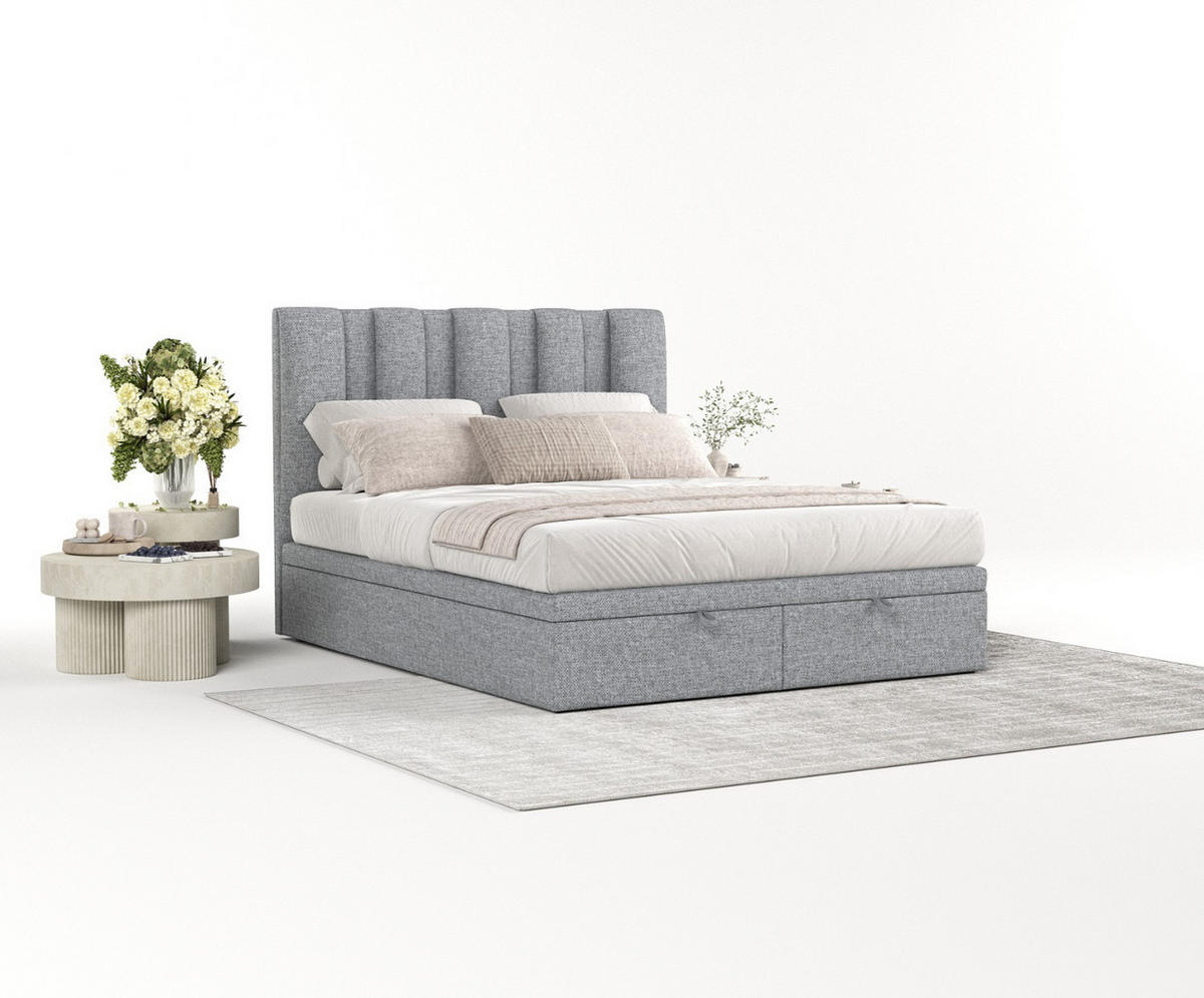 POLSTERBETT Orta mit Stauraum 140/200 cm Grau im Alta Stoff - Schwarz/Grau, Holz/Holzwerkstoff (140/200cm) - AltaBeds