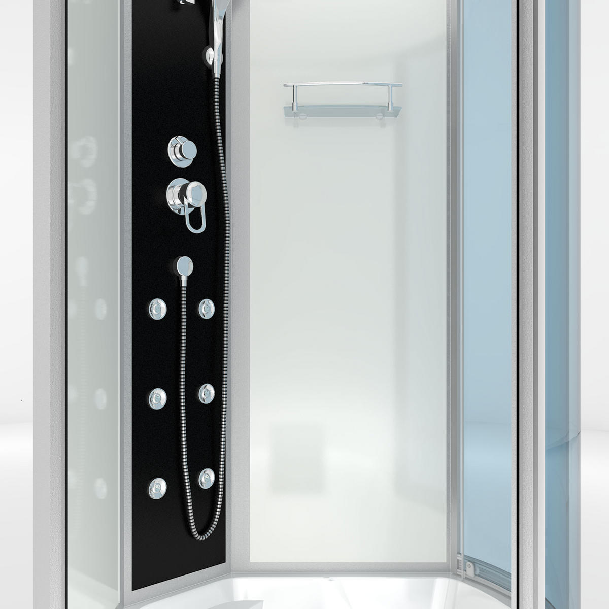 WHIRLPOOL Wanne Duschkabine ws K50-L00-WP 170x100 - Weiß, Glas/Kunststoff (98/225/170cm) - AcquaVapore by Sandra Jentho