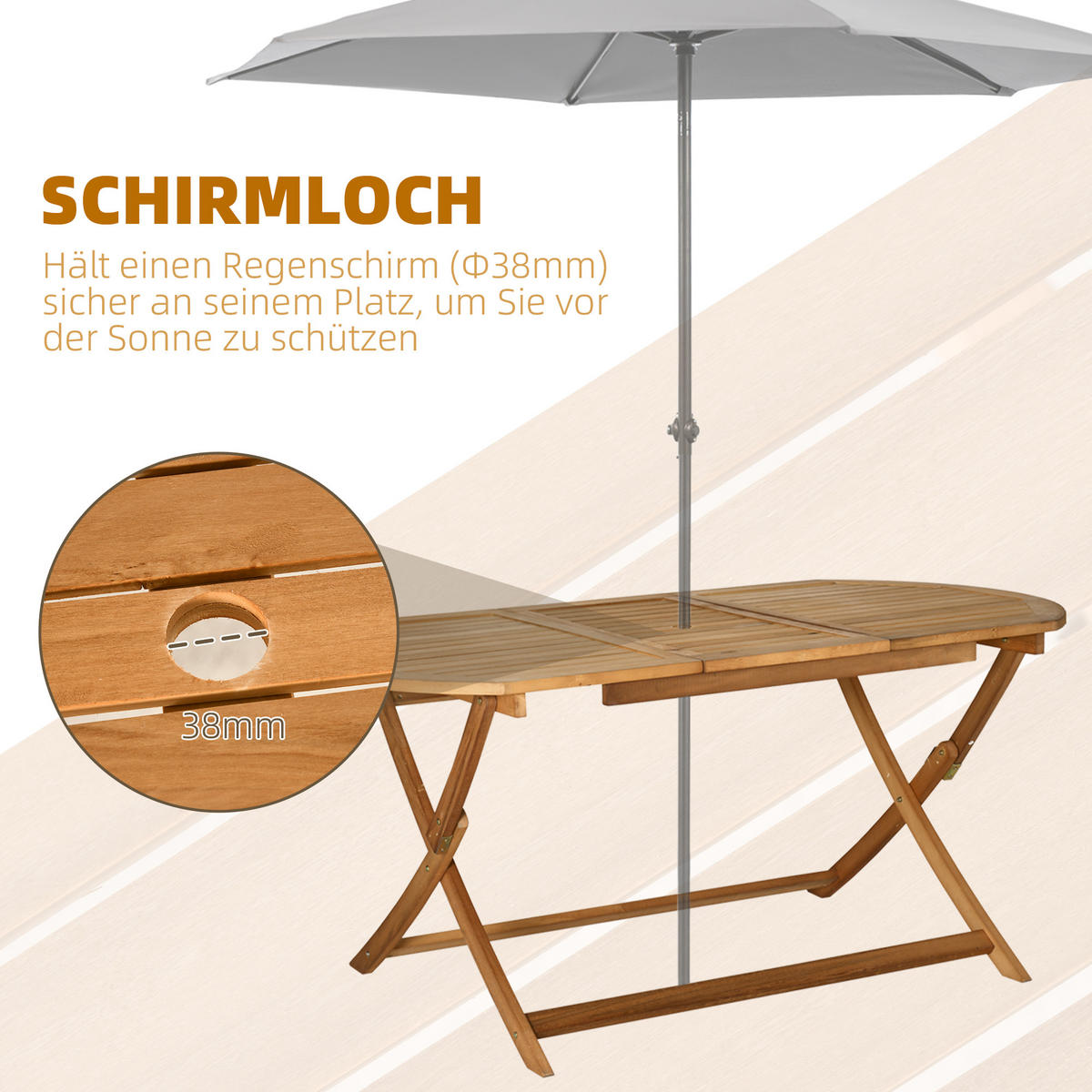 SITZGRUPPE, Gartengarnitur,Teak, Pappel - Naturfarben, Holz - Outsunny