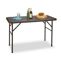 GARTENTISCH - Dunkelbraun, Kunststoff/Metall (61.5/122/74cm) - Relaxdays
