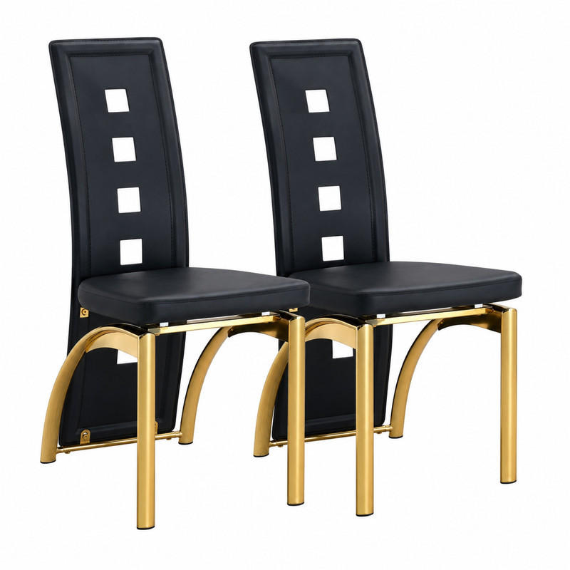 ESSZIMMERSTUHL 2er-Set 102,5 cm PU-Leder Schwarz Goldfarben - Schwarz, Metall (49/102.5/43cm) - Meubliv