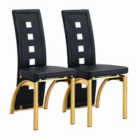 ESSZIMMERSTUHL 2er-Set 102,5 cm PU-Leder Schwarz Goldfarben - Schwarz, Metall (49/102.5/43cm) - Meubliv