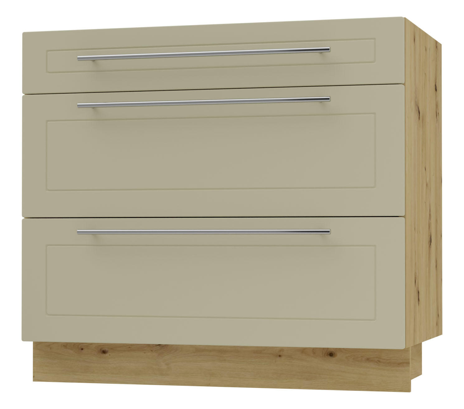 SCHUBLADENUNTERSCHRANK Kvantum D3A/90 90 / 50 / 82cm - Creme/Eiche Artisan, Holz/Holzwerkstoff (90/82/50cm) - Feldmann-Wohnen