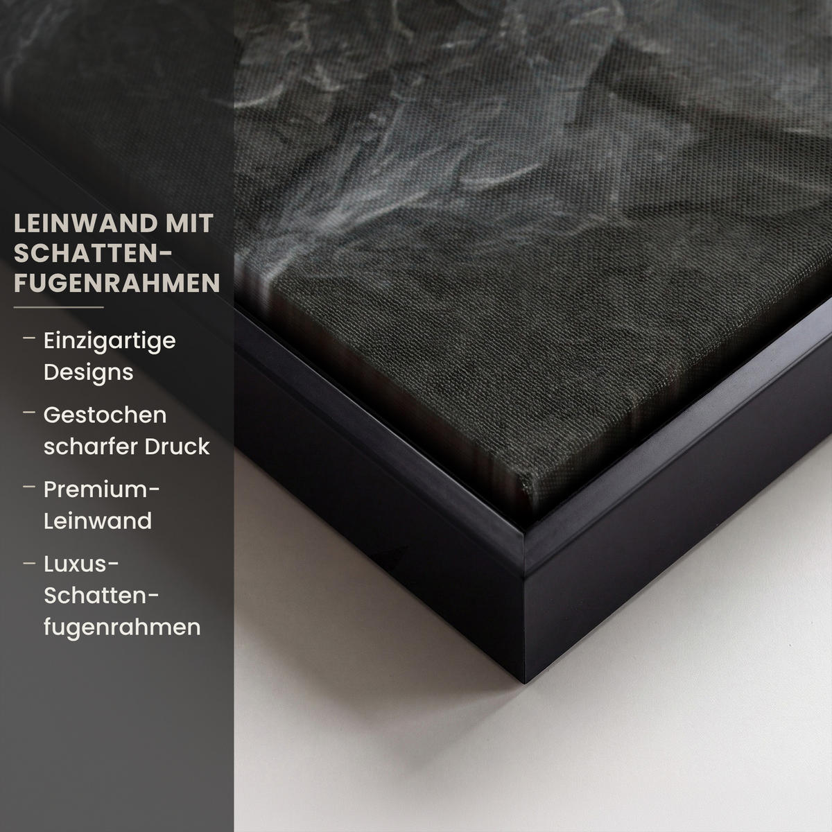 LEINWAND Bilder mit Rahmen - Blätter - Gold - Baum - Fels - 90x90 - Schwarz, Textil (90/90cm) - MuchoWow