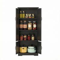 HIGHBOARD DE-38811 60/30/123 cm, 2 Türen und 3 Regale Schwarz - Schwarz, Holzwerkstoff (60/123/30cm) - ComfortXL
