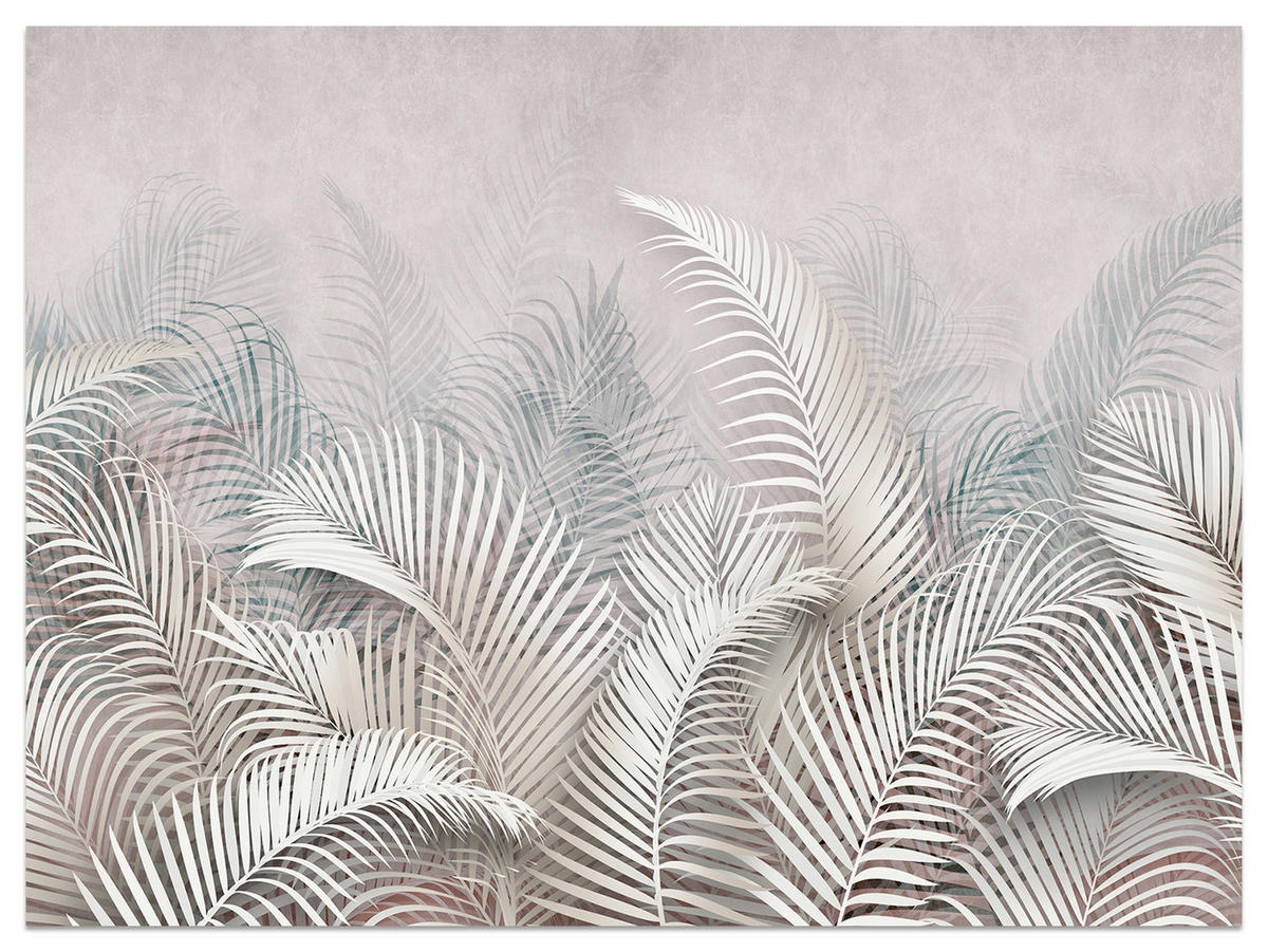FOTOTAPETE für Schlafzimmer Tropische Blätter Palmenblätter Delikat 250x175 - Beige/Braun, Papier (250/175cm) - Muralo