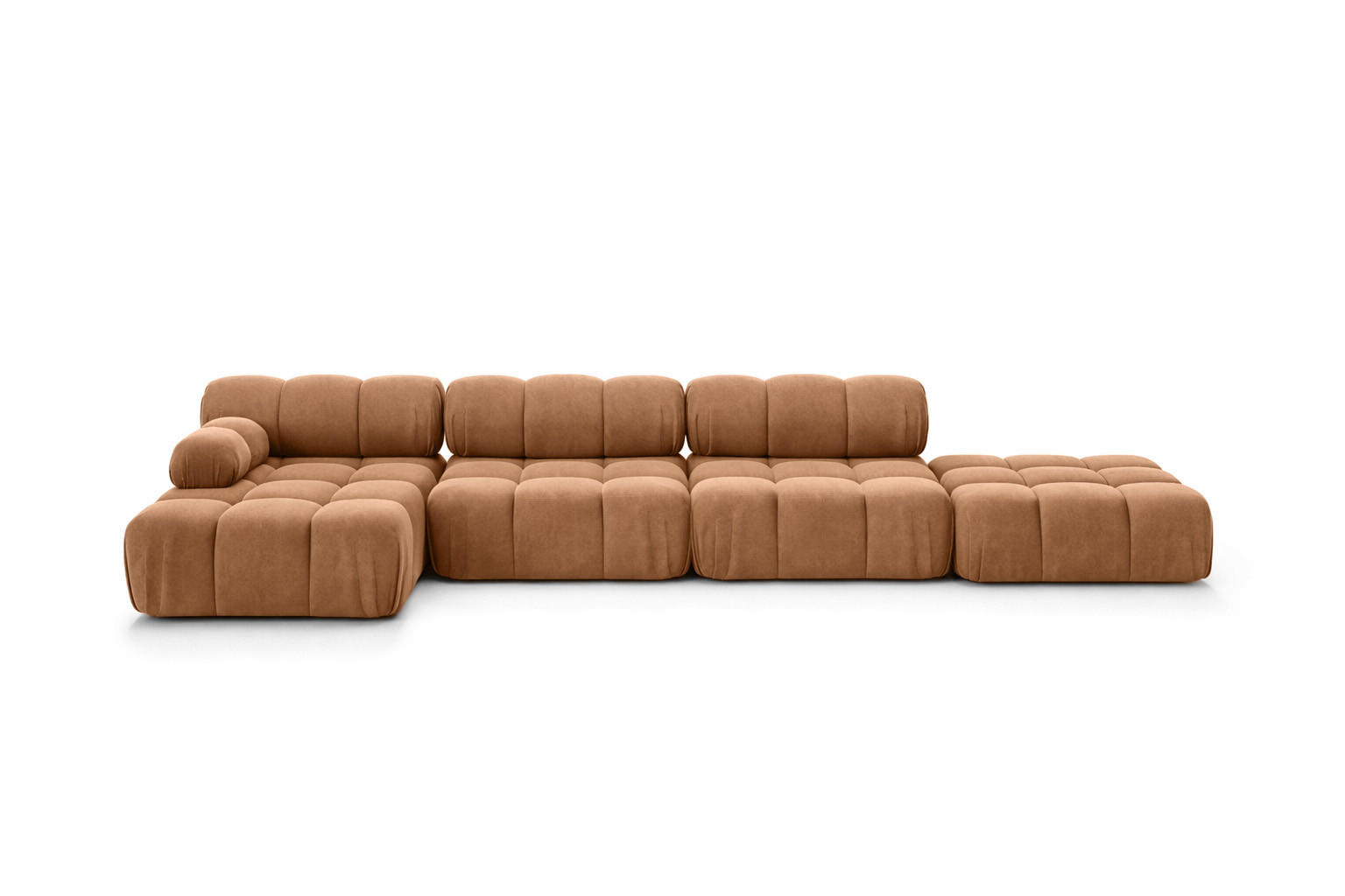 ECKSOFA L-Form XL, Stoff Velours Salvador, Dunkelbeige, Links, Selia L XL - Beige, Holz (380/160cm) - Kaiser Möbel