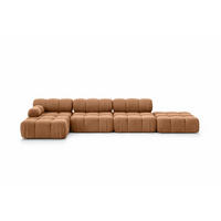ECKSOFA L-Form XL, Stoff Velours Salvador, Dunkelbeige, Links, Selia L XL - Beige, Holz (380/160cm) - Kaiser Möbel