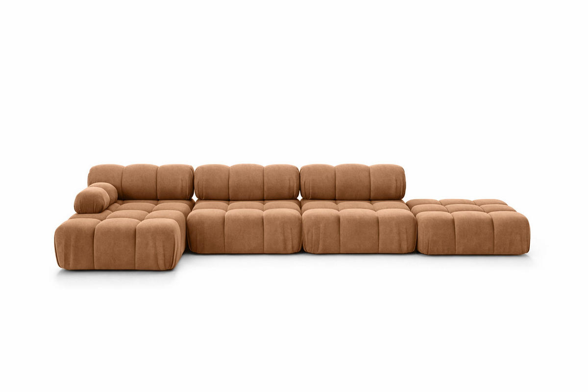 ECKSOFA L-Form XL, Stoff Velours Salvador, Dunkelbeige, Links, Selia L XL - Beige, Holz (380/160cm) - Kaiser Möbel