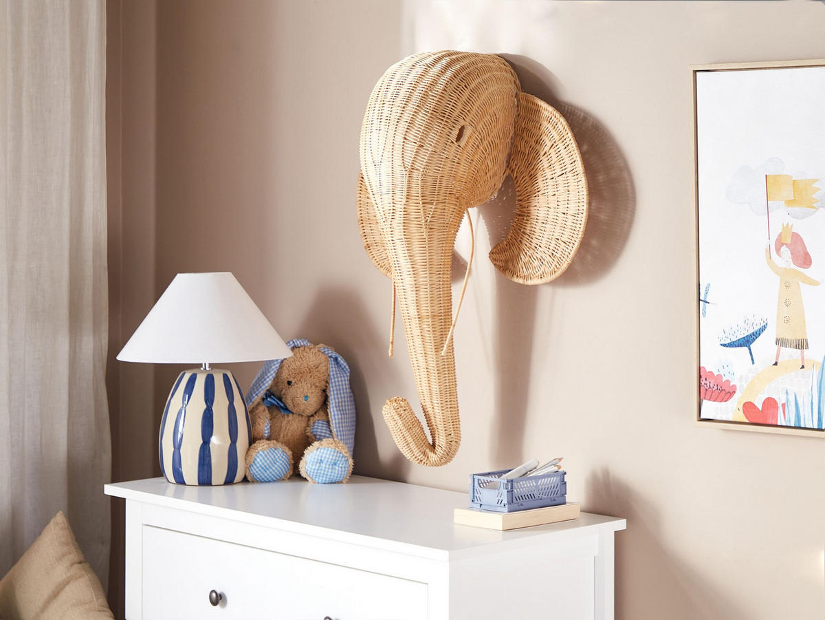 WANDDEKORATION Rattan natürlich Gruney - Naturfarben, Naturmaterialien (74/83/13cm) - Beliani