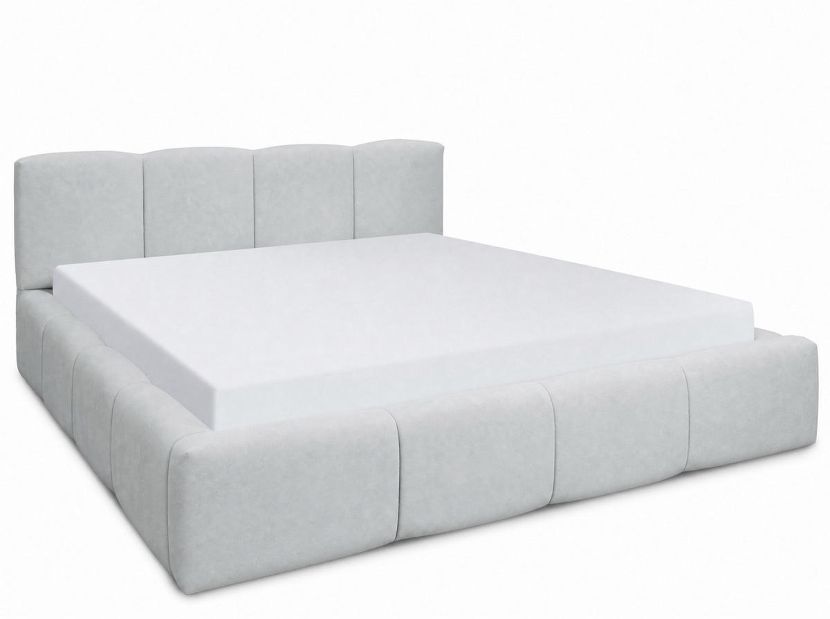 POLSTERBETT Amore Hellgrau 180/200 cm Samt mit Bettkasten - Hellgrau, Textil/Metall (180/200cm) - wonello
