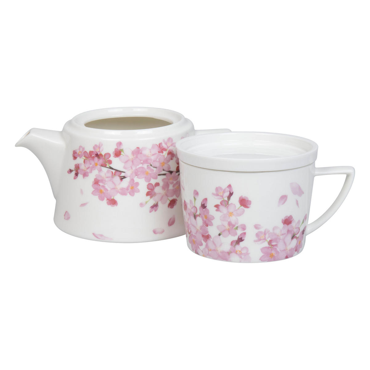 TEE-SET Tea for me - Kirschblüten - Naturfarben, Keramik (17.8/16.2/12.6cm) - Könitz