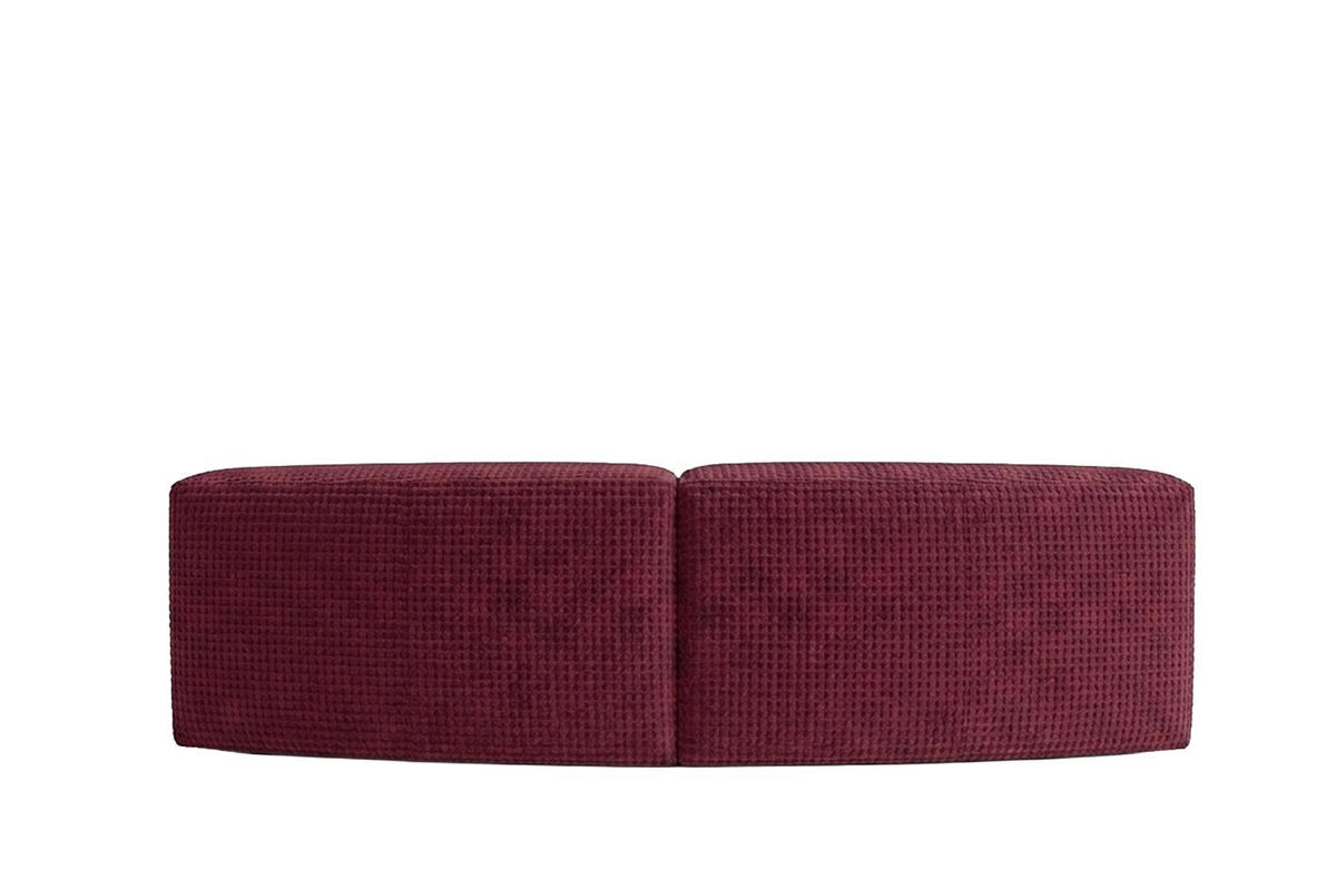 SOFA Round, Chenille-Stoff Cremona, Rotwein, GRETA - Weinrot, Holz (294/70/89cm) - Kaiser Möbel