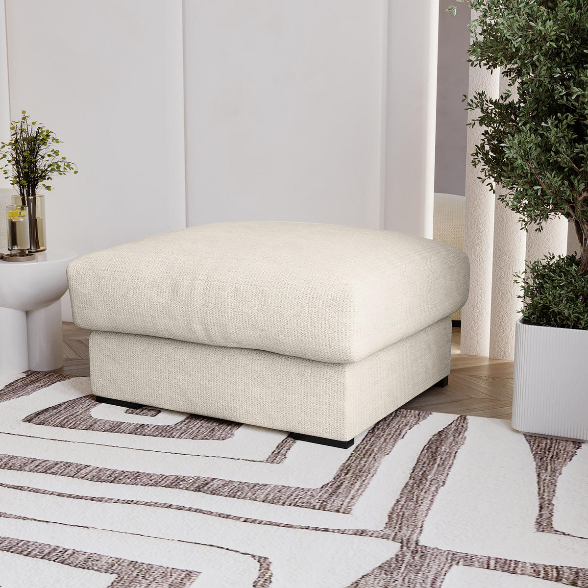 POLSTERHOCKER - Schwarz/Grau, Kunststoff/Textil (92/42/92cm) - home24