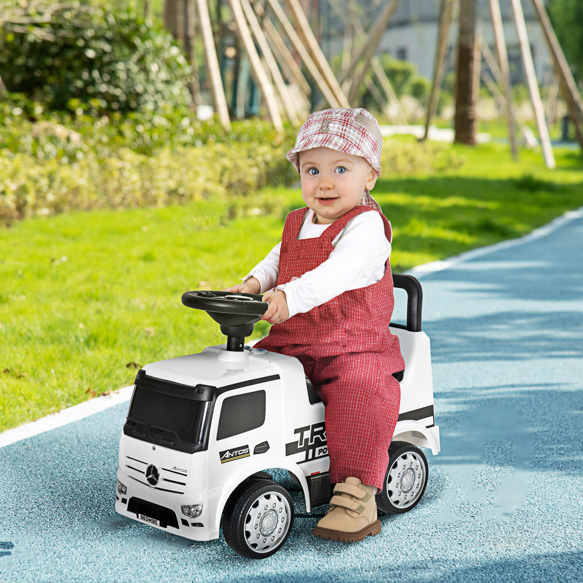 RUTSCHERFAHRZEUG Kinderauto Rutscherauto lizenziert von Mercedes Weiß+Schwarz - Weiß, Metall (62.5/28.5/45cm) - HOMCOM