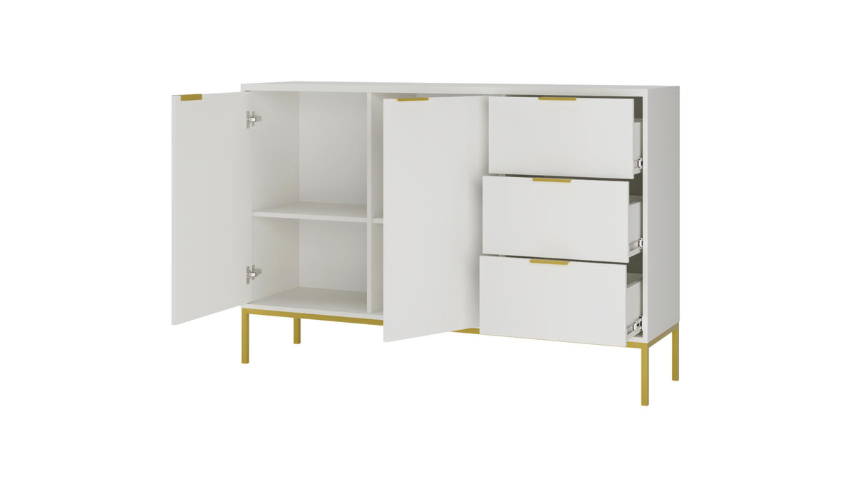 KOMMODE Austin 40/100,4/150 - Goldfarben/Weiß, Holzwerkstoff (40/100/150cm) - RAUMHIRSCH FURNITURE