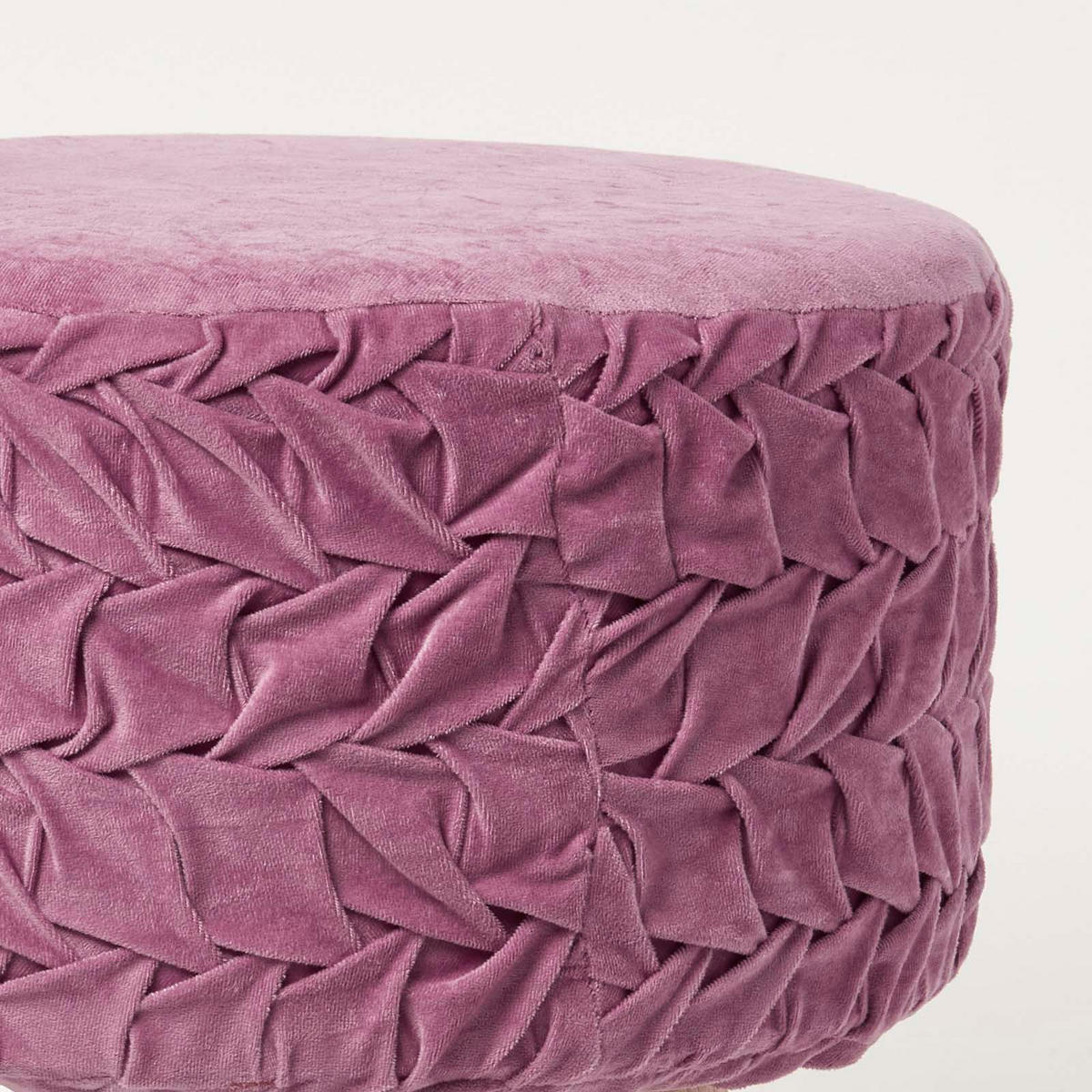 SAMT-HOCKER Lyla, mauve plissiert, 40/40/41 cm - Mauve, Textil (41/40/41cm) - Homescapes